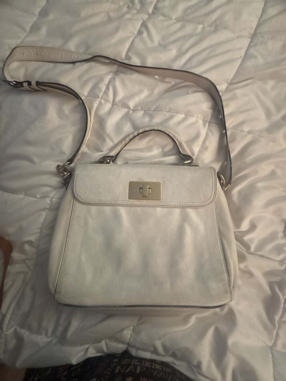 Kate Spade New York Irving Place Little Nadine White Leather Satchel/Crossbody B